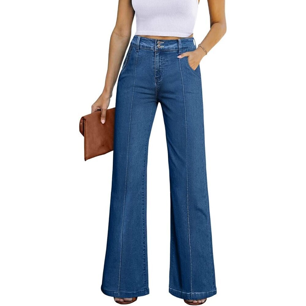 Womens Wide Leg Jeans High Waisted Baggy Denim Pants Casual Streetwear